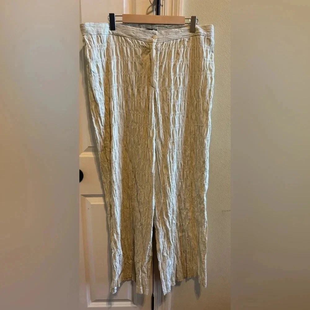 Pretty Little Thing Cream Wide Leg Pants Sz 18